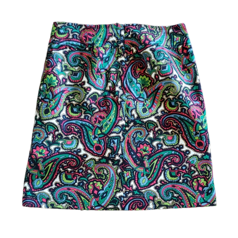 Talbots Paisley Pencil Skirt in Black, Green, Turquoise & Pink